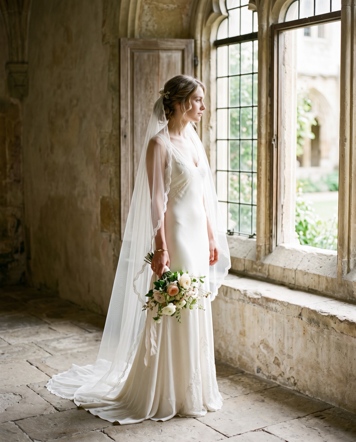 Bridal Light — Soft window light, ivory silk, a still moment.